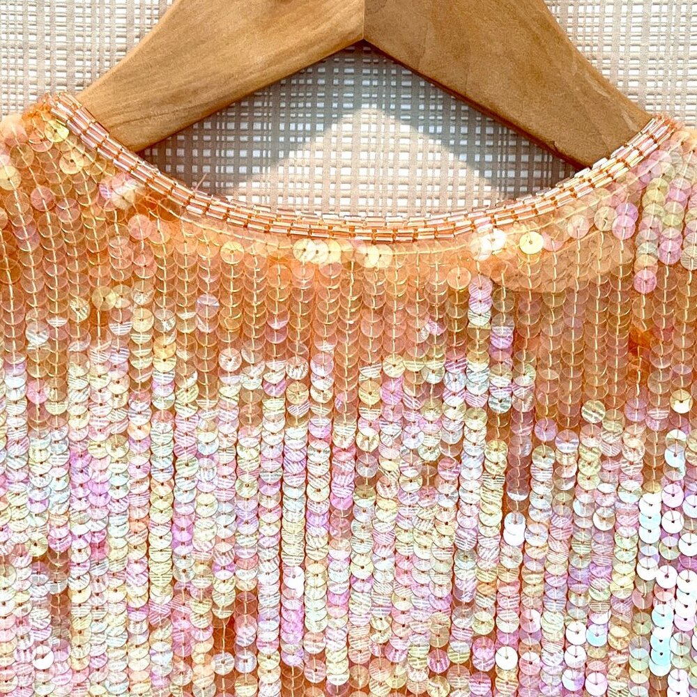 Vintage Rare Victor Costa Glamorous Sequins Beaded Top Glam 80s Sequins 24/7 - Picture 5 of 16